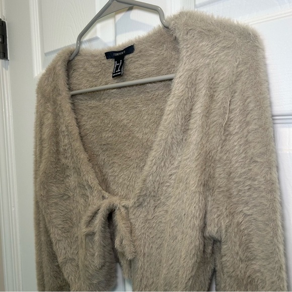 Forever 21 Faux Fur Beige Cardigan - Picture 2 of 5